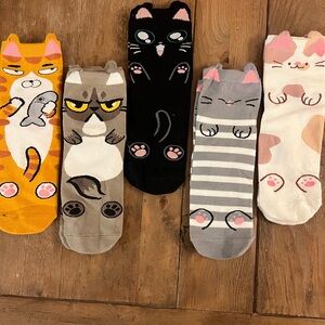 NEW Cat Socks for Cat People - 5prs